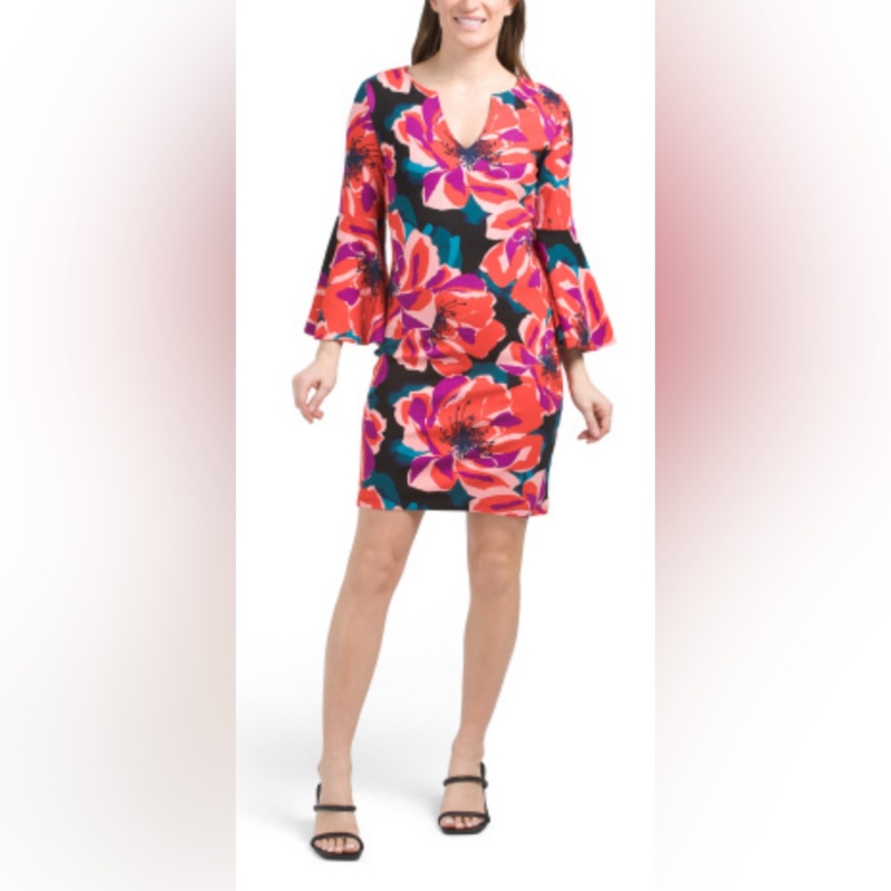 Trina Turk Pali Bell Sleeve Ponte Dress NWT